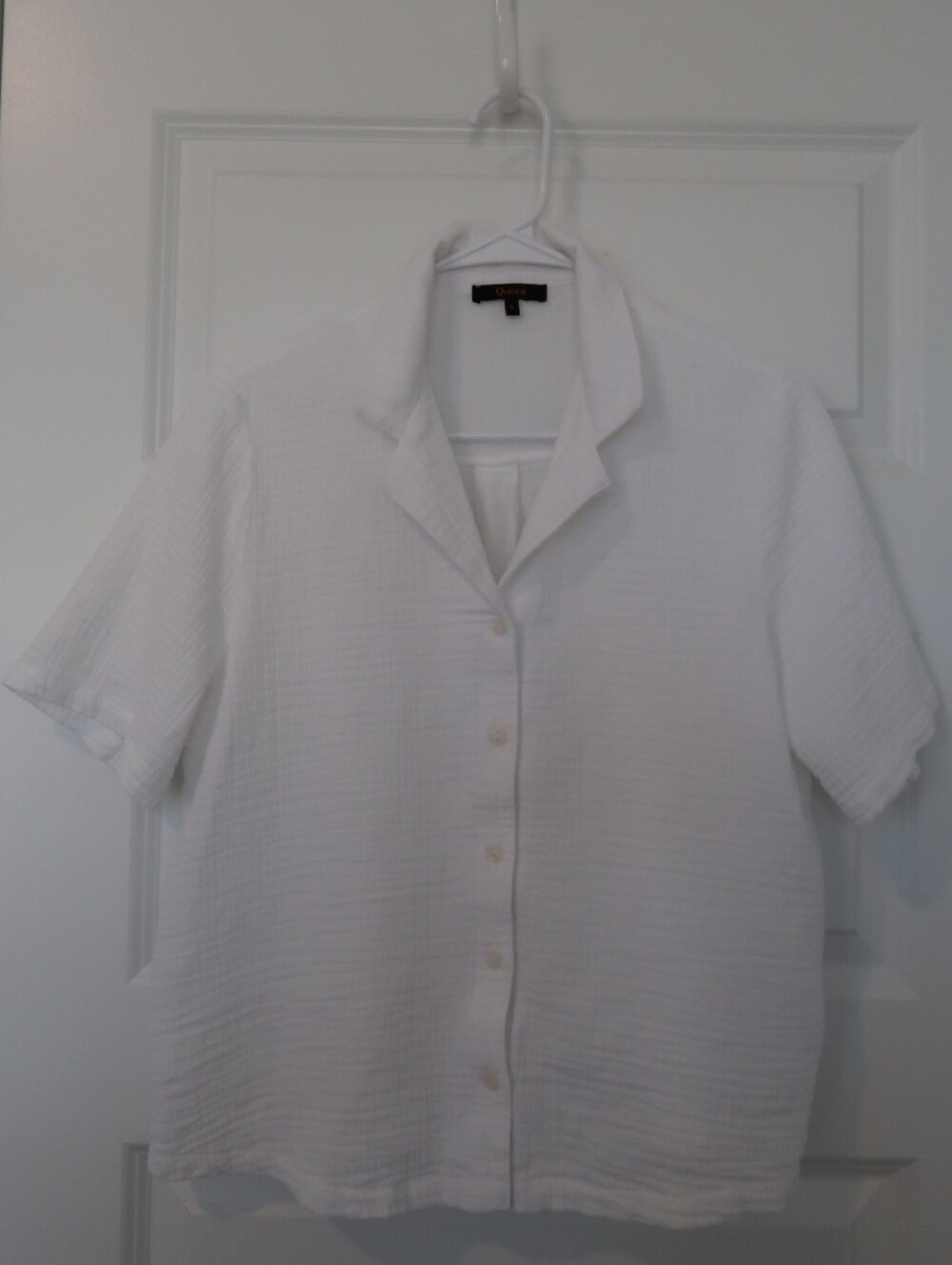 Quince White 100% Organic Cotton Gauze Short Sleeve Shirt Size Small